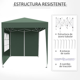 Outsunny Carpa Plegable 2x2m Exterior con 4 Paredes y Bolsa de Transporte Verde