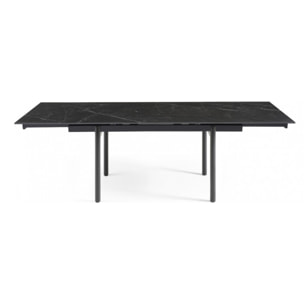 Table extensible en céramique marbré noir L160/240cm - 9 piètements - UNIK