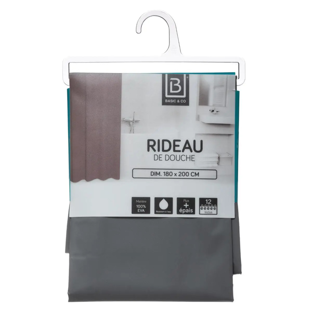 Rideau de douche gris eva