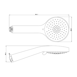 Douchette à main en plastique, 3 jets, buses silicone, chrome brillant (SATBSRS22)