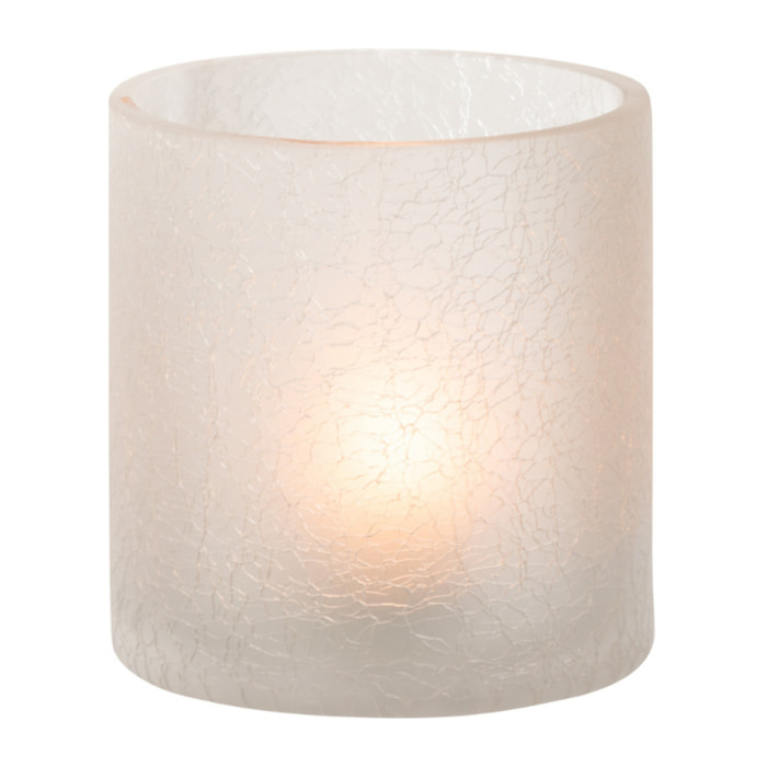 J-Line photophore Cylindrique Craquele - verre - blanc - small - 2 pcs