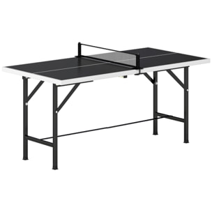 Mini table de ping pong pliable dim. 152 x 76 x 70 cm noir blanc avec accessoires