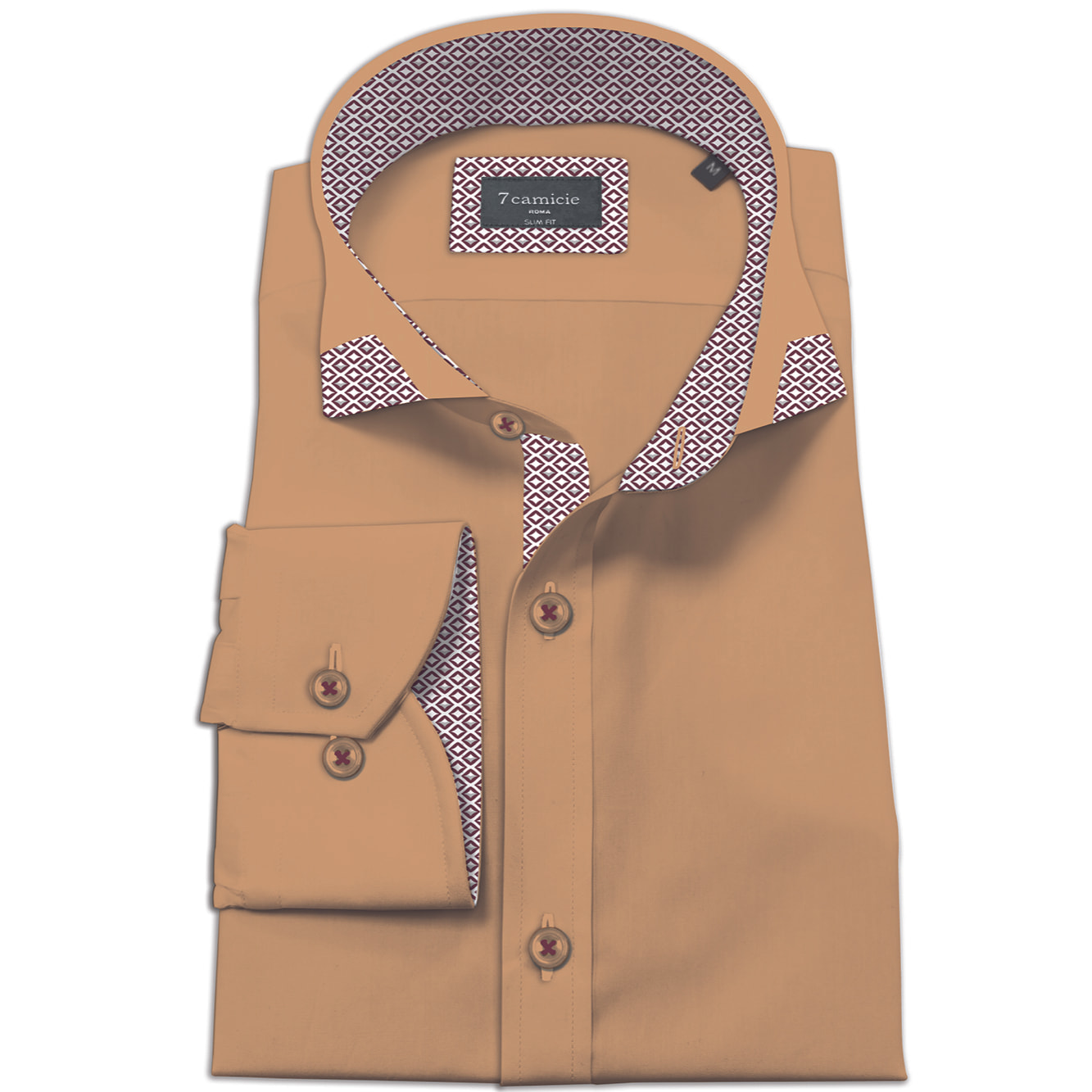 Camicia Uomo 1 Bottone Francese Slim Popeline Stretch Unito Mastice