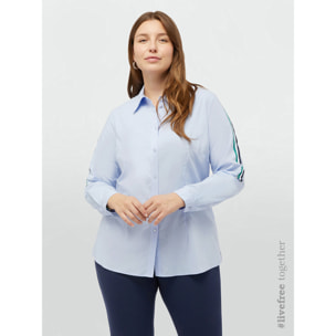 Fiorella Rubino - Camicia in TENCEL™ con nastro a righe - Azzurro