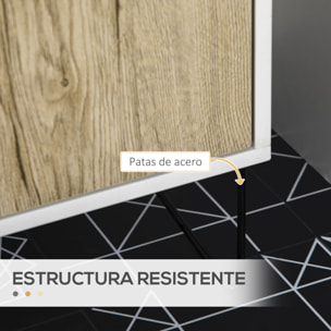 kleankin Mueble para Debajo del Lavabo de Madera Armario Bajo Lavabo Armario de Baño de Suelo con 2 Puertas Estante y Patas de Acero 60x30x60 cm Roble y Blanco