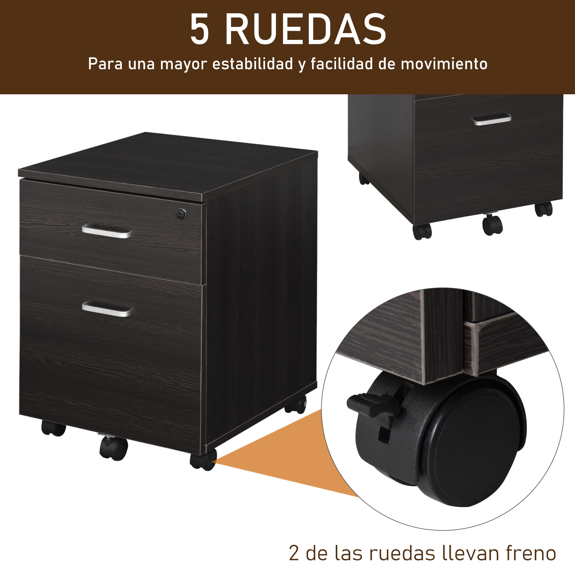 Archivador Móvil con Ruedas 40x44x54,6 cm Negro