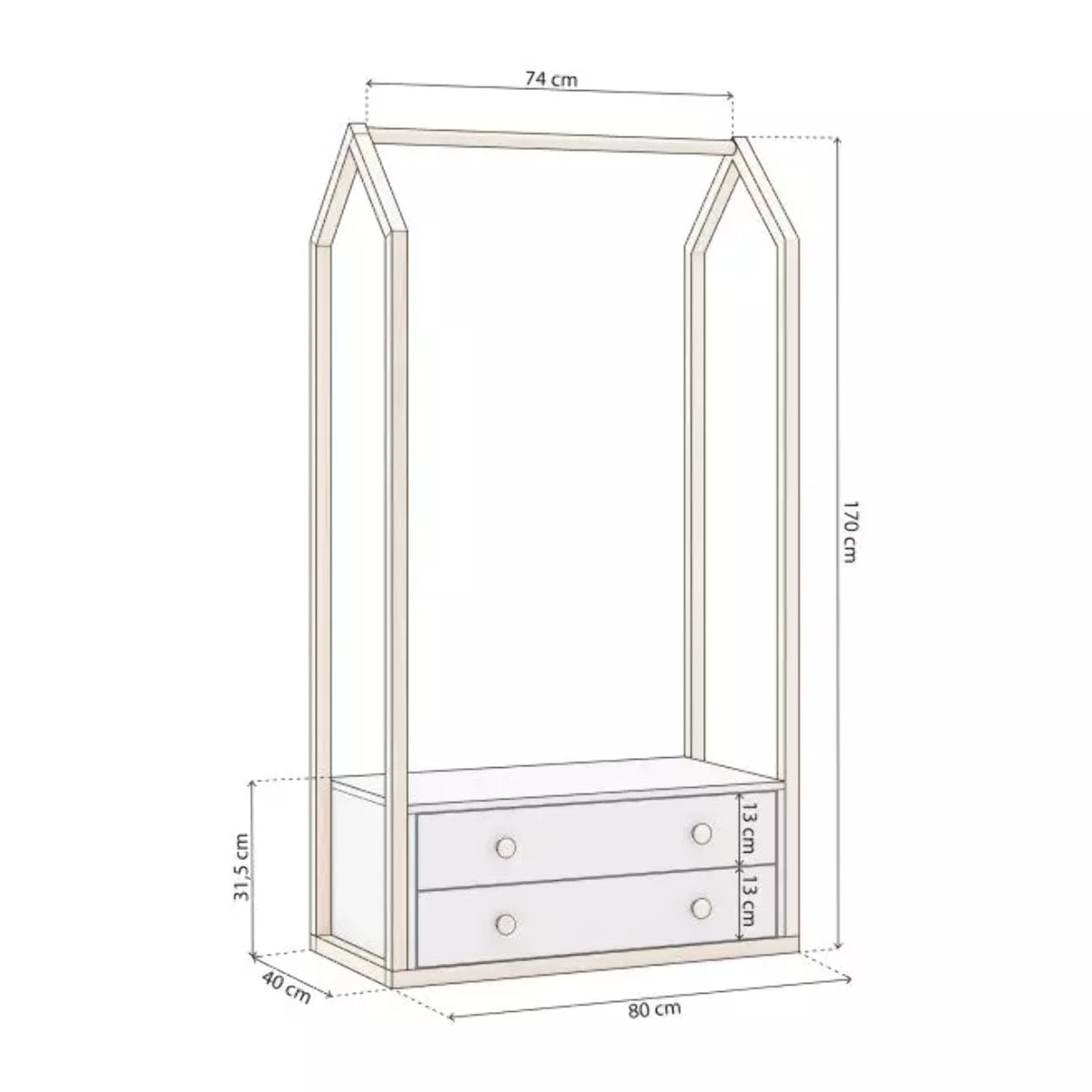 Perchero juvenil Misty Breeze Blanco - Oak Soft