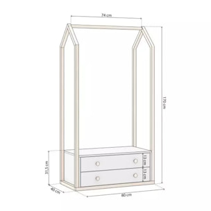 Perchero juvenil Misty Breeze Blanco - Oak Soft