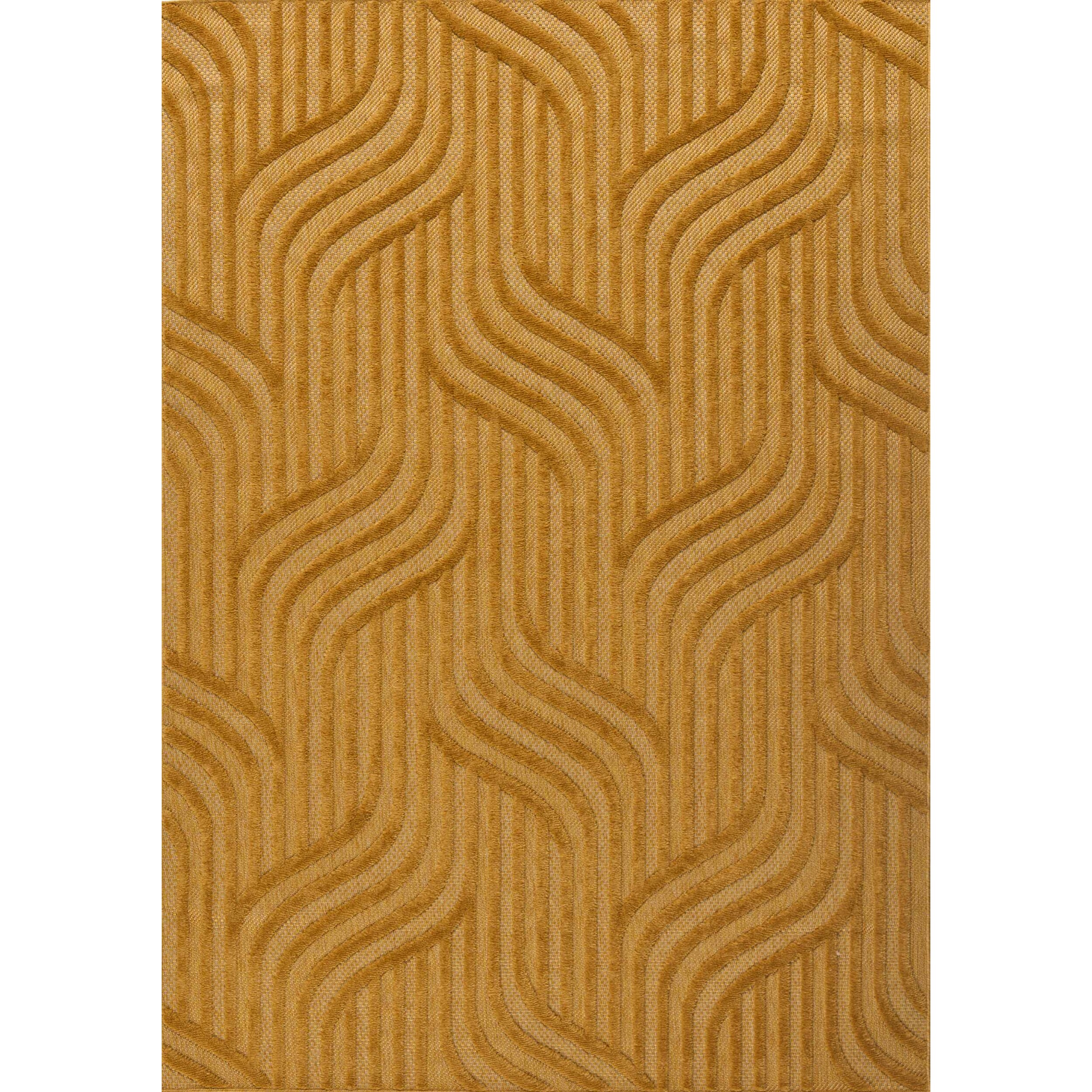 SANTORINI - Tapis d'intérieur/extérieur à motifs en relief abstrait - Jaune