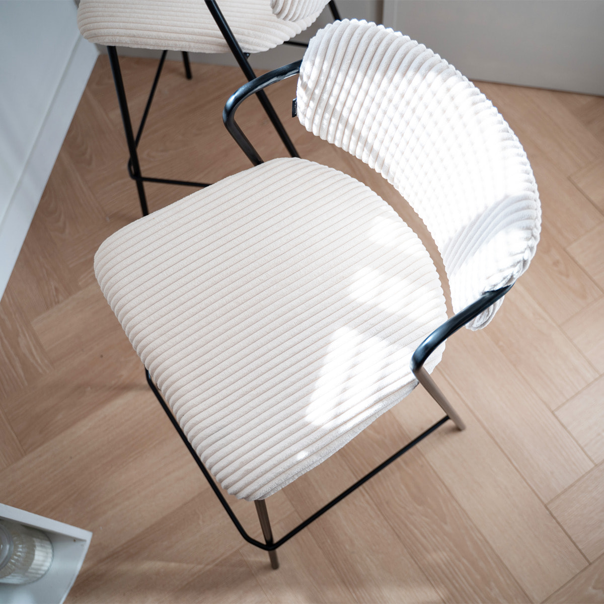 Lot de 2 tabourets de bar en velours côtelé - JONES