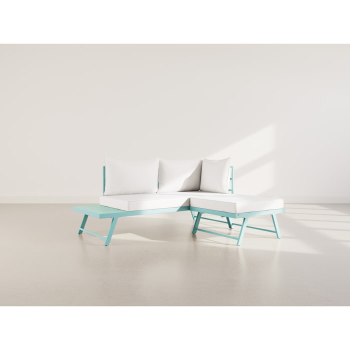 Isadora - salon de jardin 3 places - modulable - vert avec coussins beiges - Vert / Beige