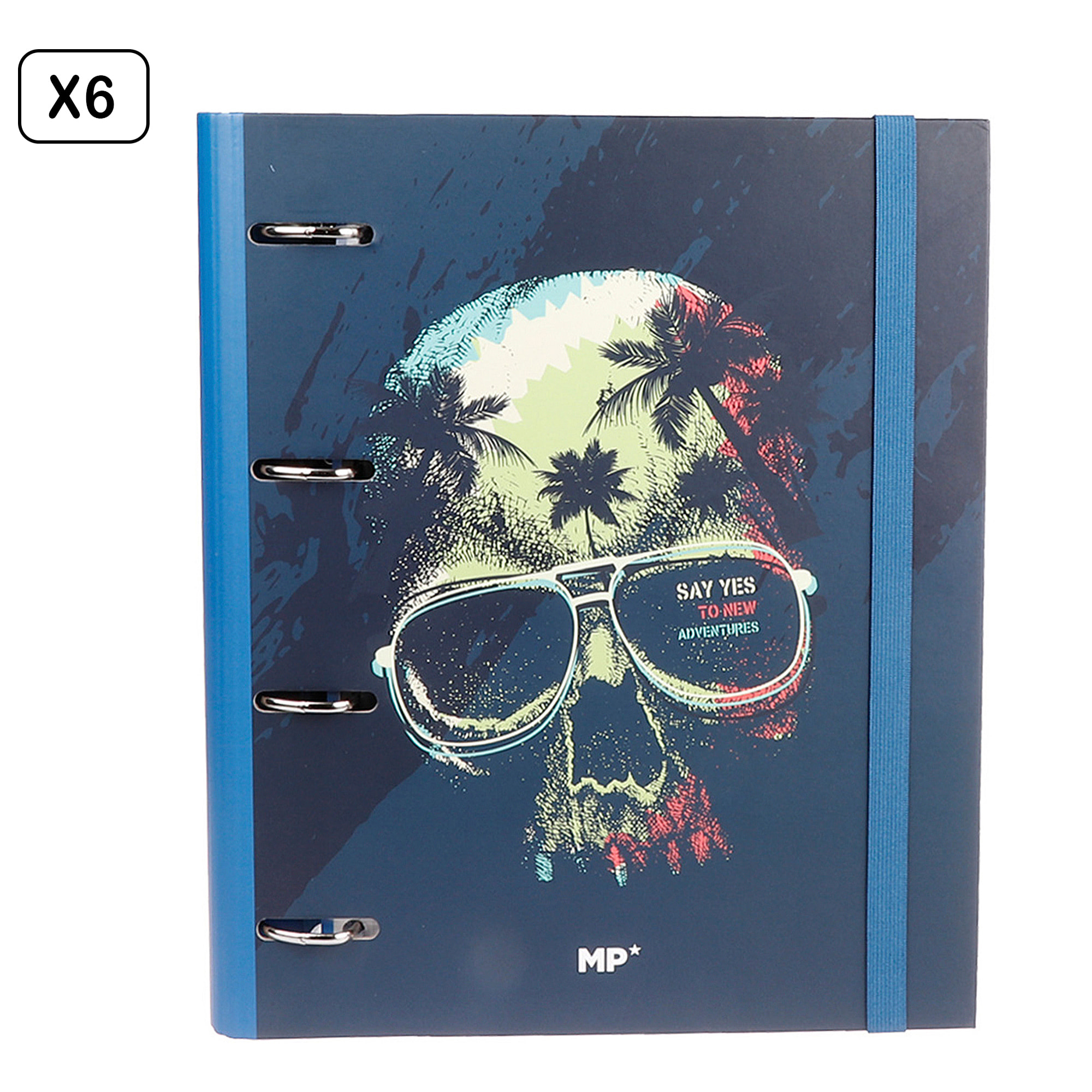 PACK 6 UNIDADES CARPETA 4 ANILLAS CON RECAMBIO A4 CALAVERA