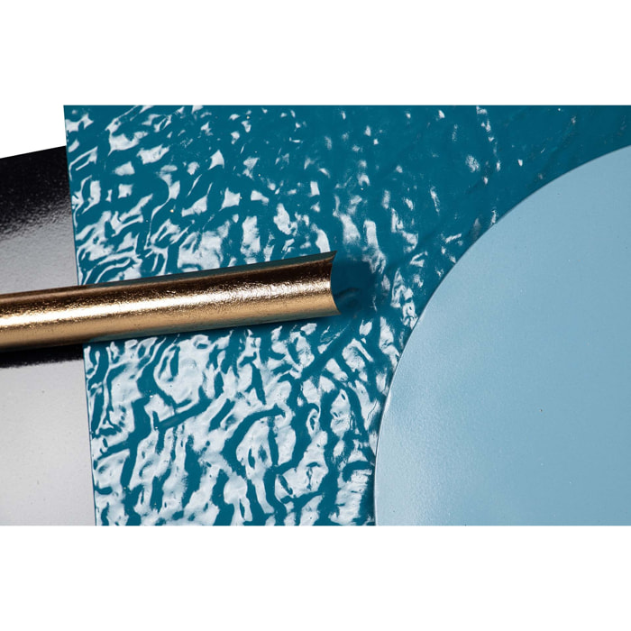 Adorno Pared Metal Azul Negro 74x6x58 Cm