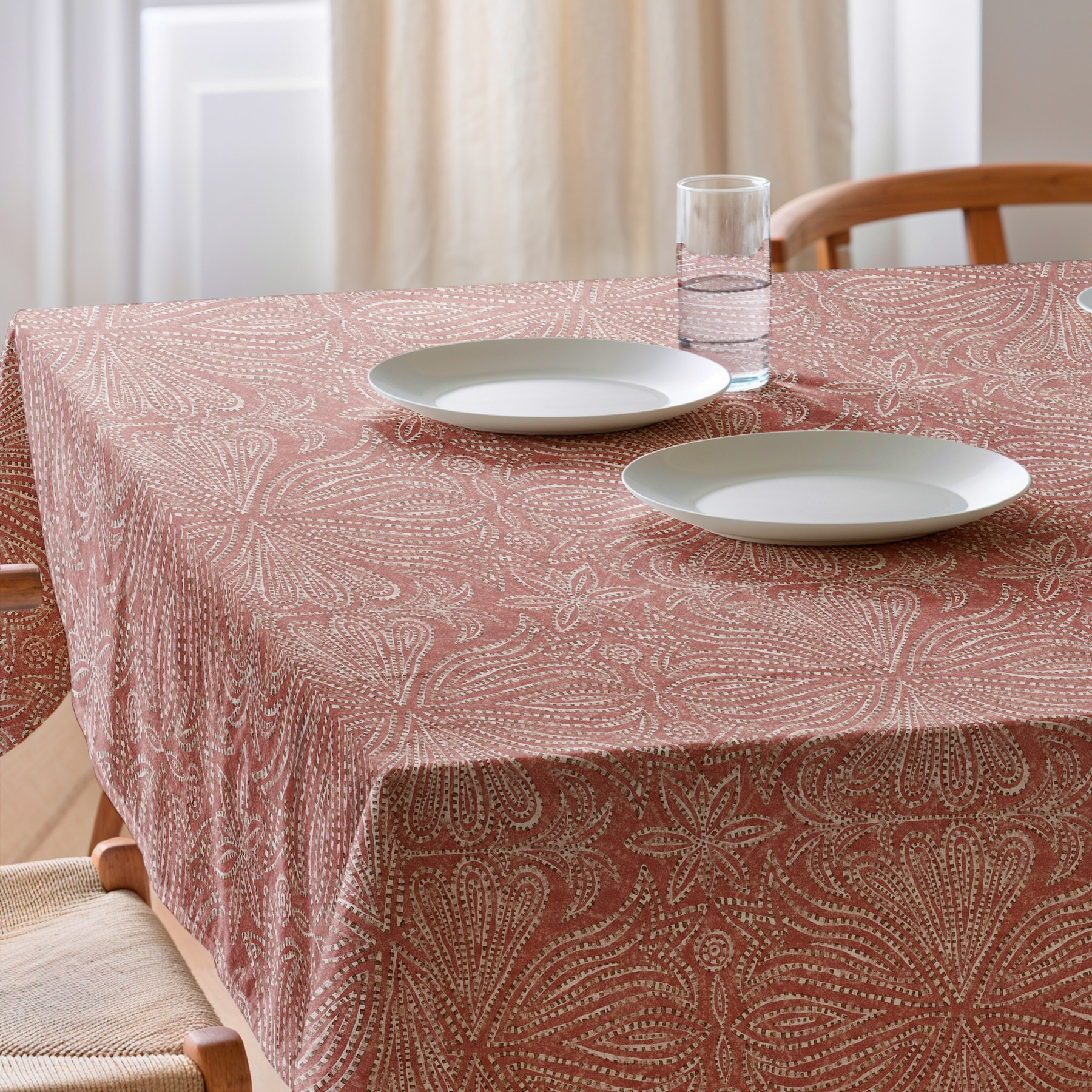 Mantel estampado antimanchas NIKOL TERRACOTA