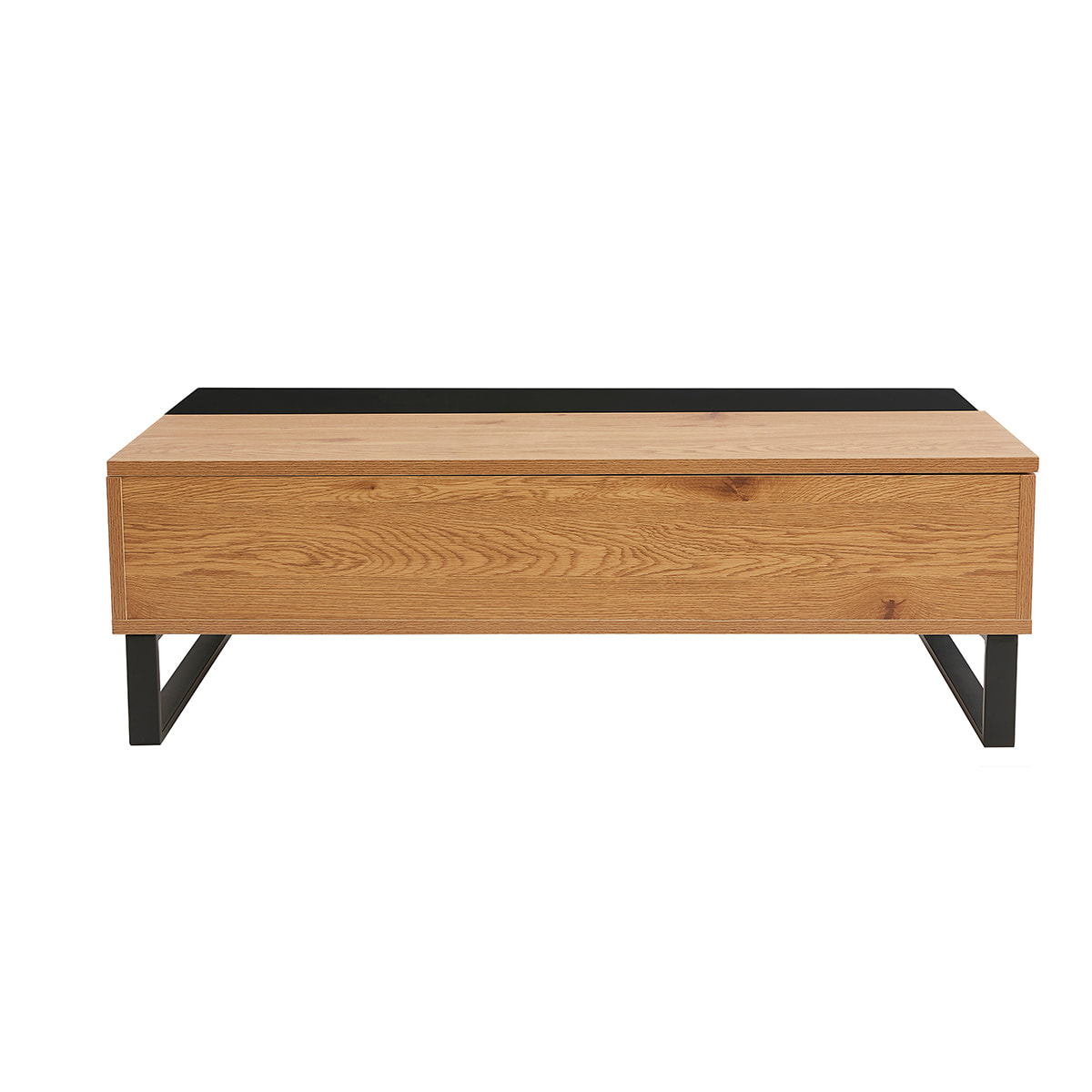 Table basse relevable rectangulaire bois clair et métal noir L110 cm WYNN