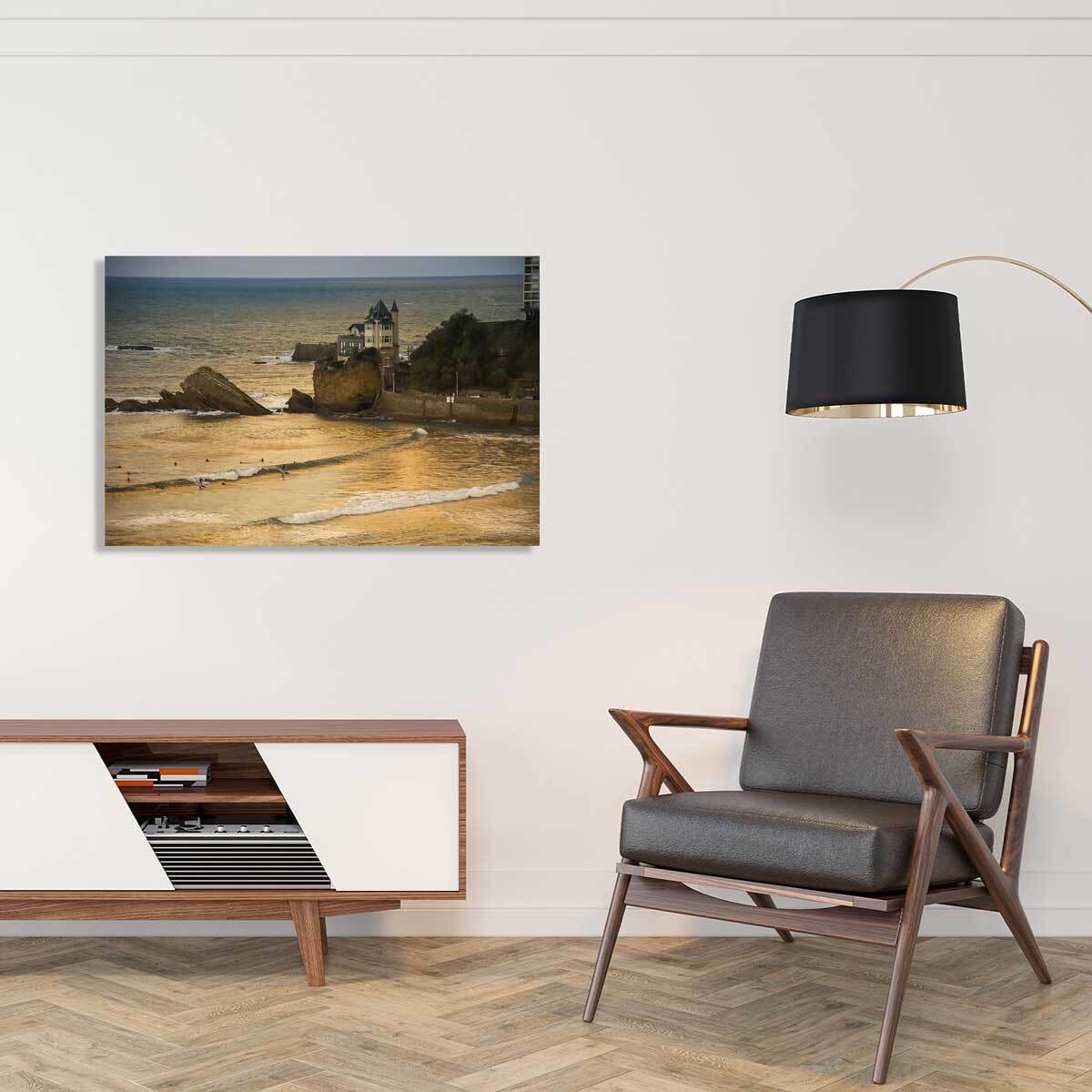 Tableau paysage ocean biarritz et la villa belza  Toile imprimée