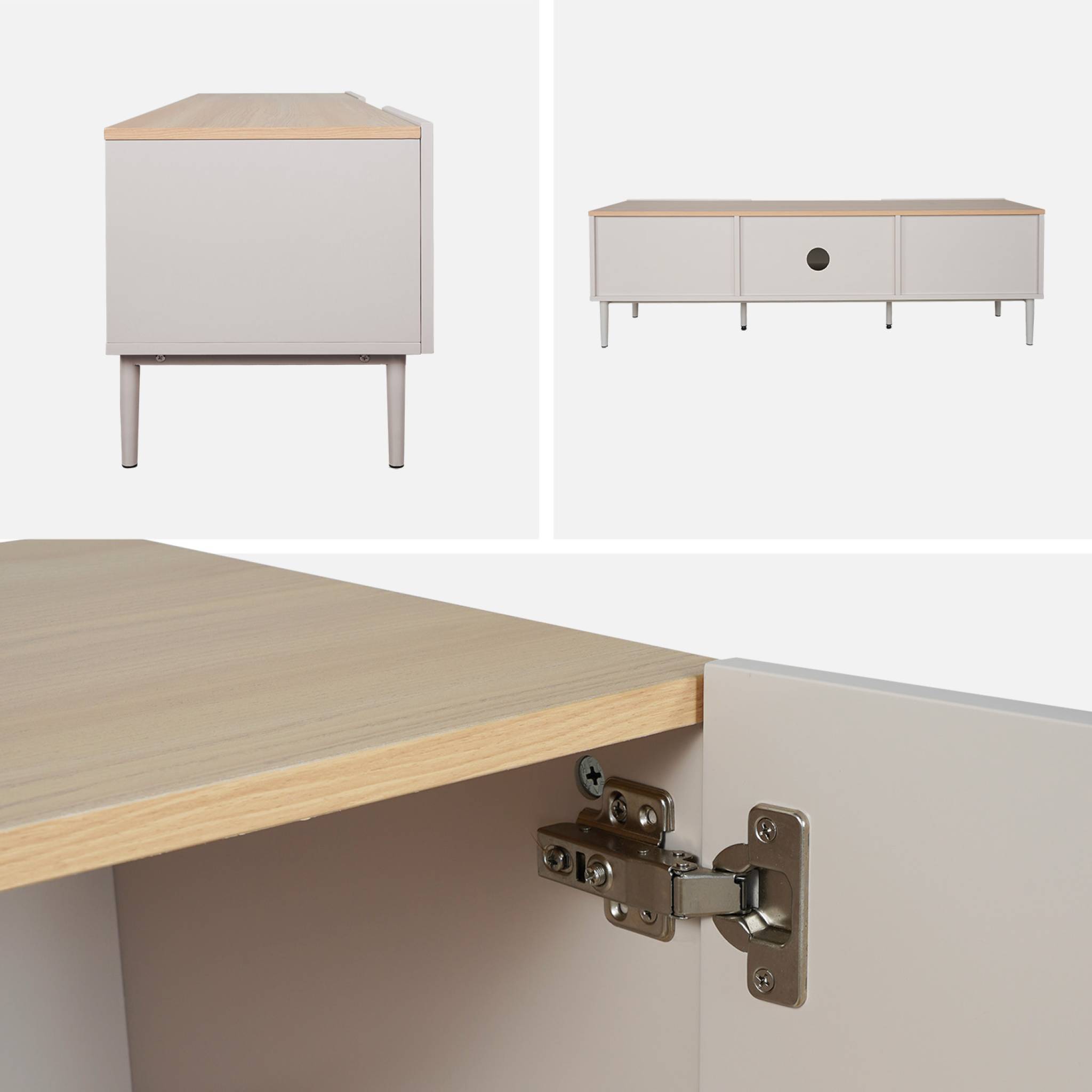 Meuble TV métal et décor bois 2 portes 140cm ASHTON