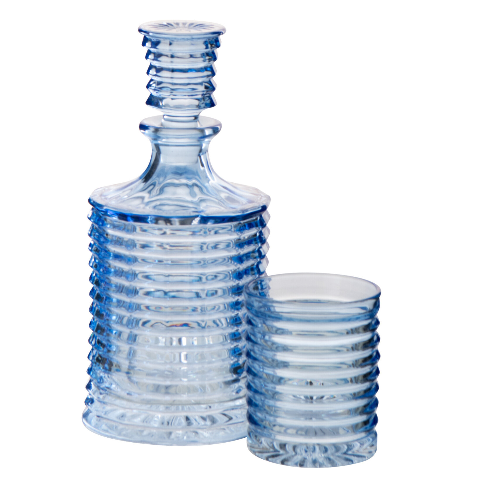 J-Line Carafe Cotelé - verre - bleu clair