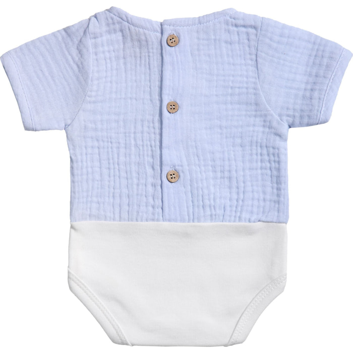 Body bebé manga corta bambula botones