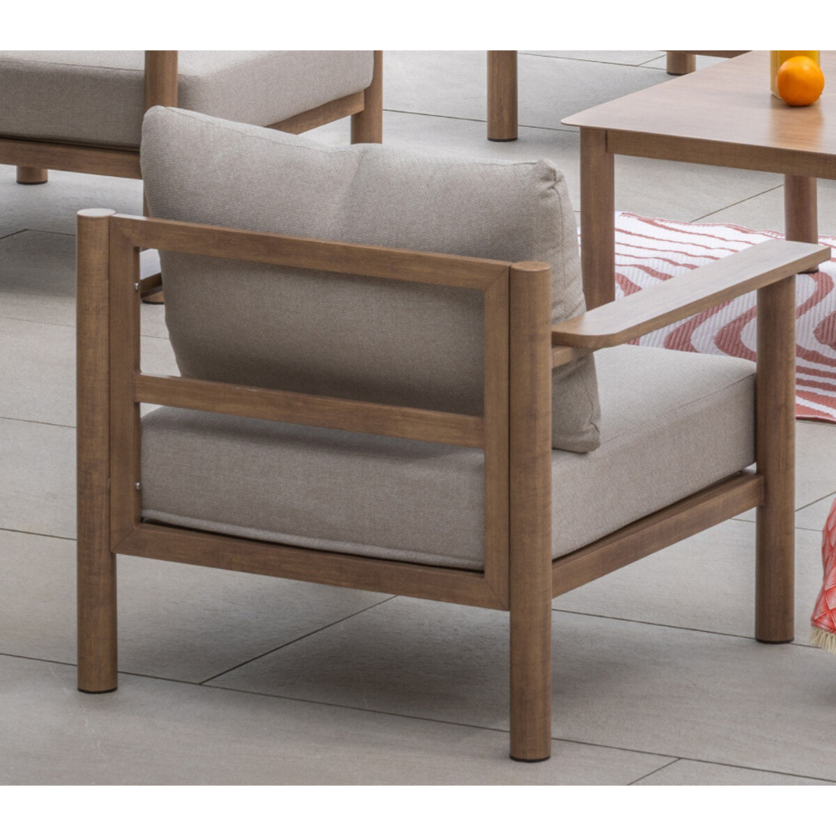 Salon de jardin en aluminium - 5 places - effet bois - AVIGNON