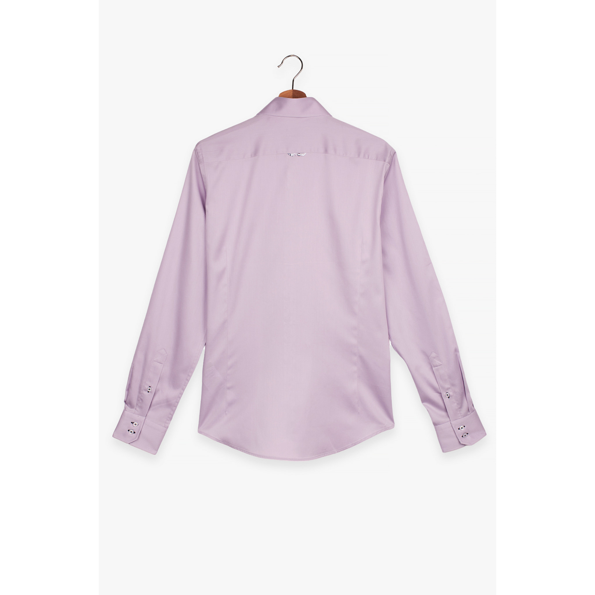 Camicia Uomo 2 Bottoni Button Down Slim Satin Unito Lilla