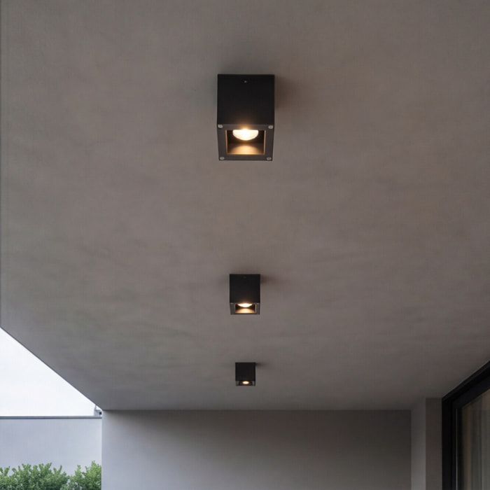 Ledsc4 LedsC4 - Plafón Exterior Afrodita 90mm, Aluminio y Cristal, Acabado Gris Transparente, Iluminación Personalizable, Resistente y Elegante para Espacios al Aire Libre