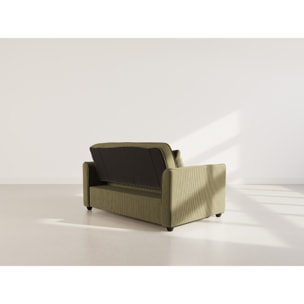 Ernest - Canapé droit 2 places convertible en velours côtelé - Vert