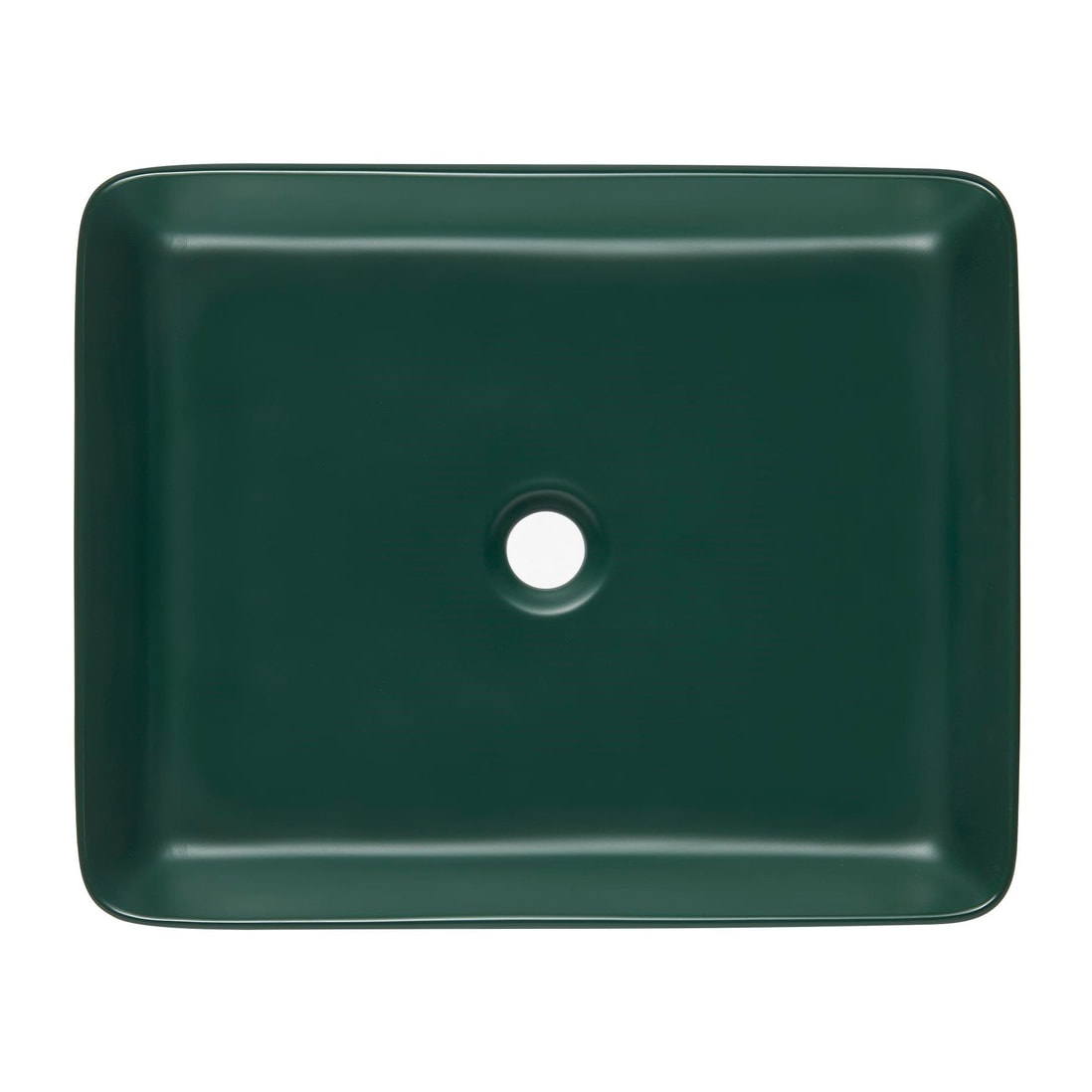 Infinitio Vasque à poser 50 x 40 x 11 cm, sans trop-plein, Vert foncé mat (SATINF5040DGEM)