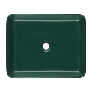 Infinitio Vasque à poser 50 x 40 x 11 cm, sans trop-plein, Vert foncé mat (SATINF5040DGEM)