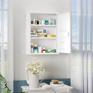 Armoire à pharmacie 2 étagères 3 niv. verrouillables dim. 40L x 15l x 53H cm 2 clés logo croix acier blanc