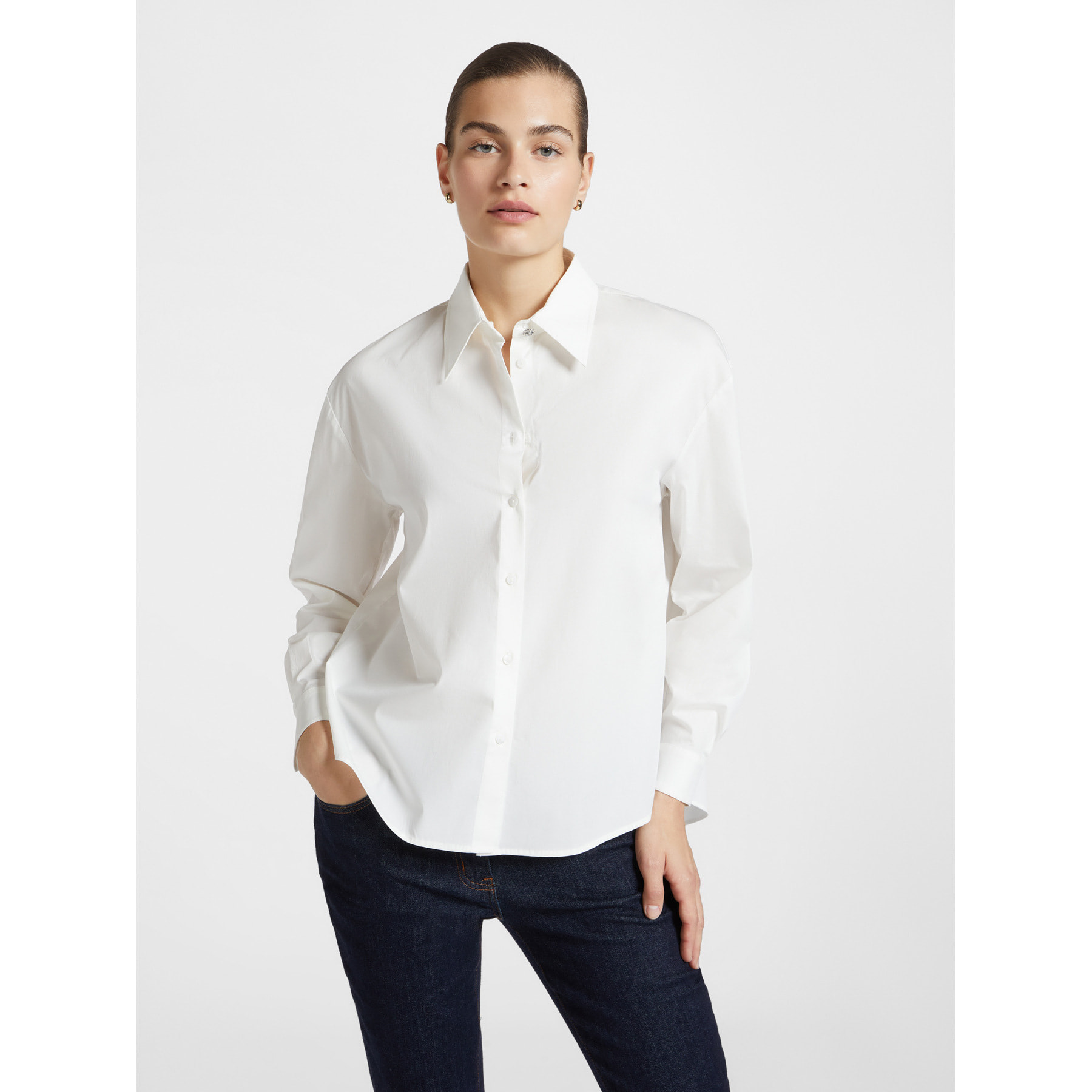 Elena Mirò - Camisa amplia con pliegue detrás - Blanco