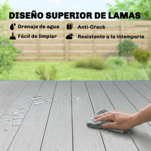 Mesa de Comedor de Jardín Rectangular, Mesa de Terraza Exterior 140x90x74 cm, con Estructura de Acero y Encimera Desmontable de WPC de Listones, Carga 50 kg, para Patio, Balcón, Gris