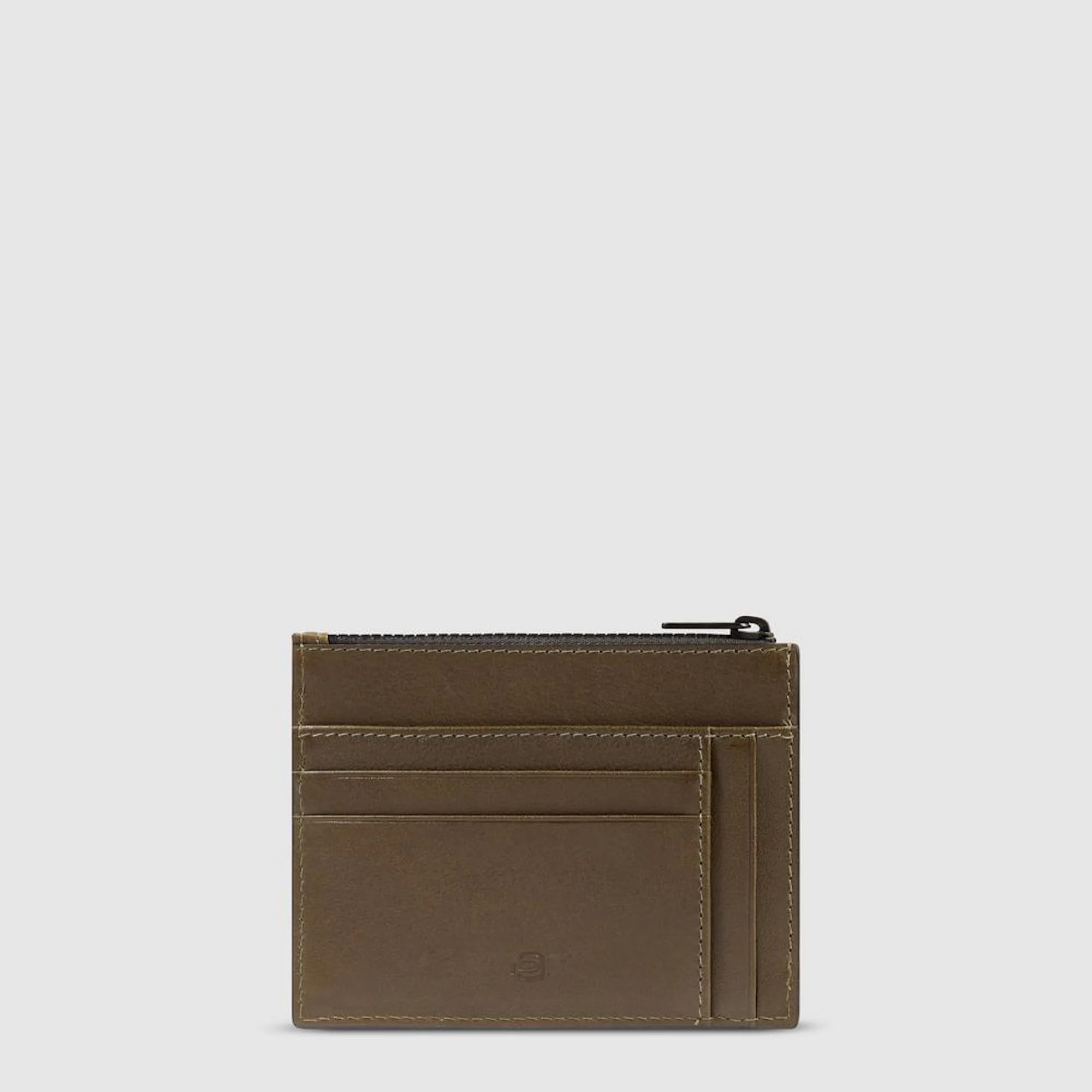 Piquadro Portacarte di credito in pelle con portamonete, schermato con protezione RFID