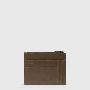 Piquadro Portacarte di credito in pelle con portamonete, schermato con protezione RFID