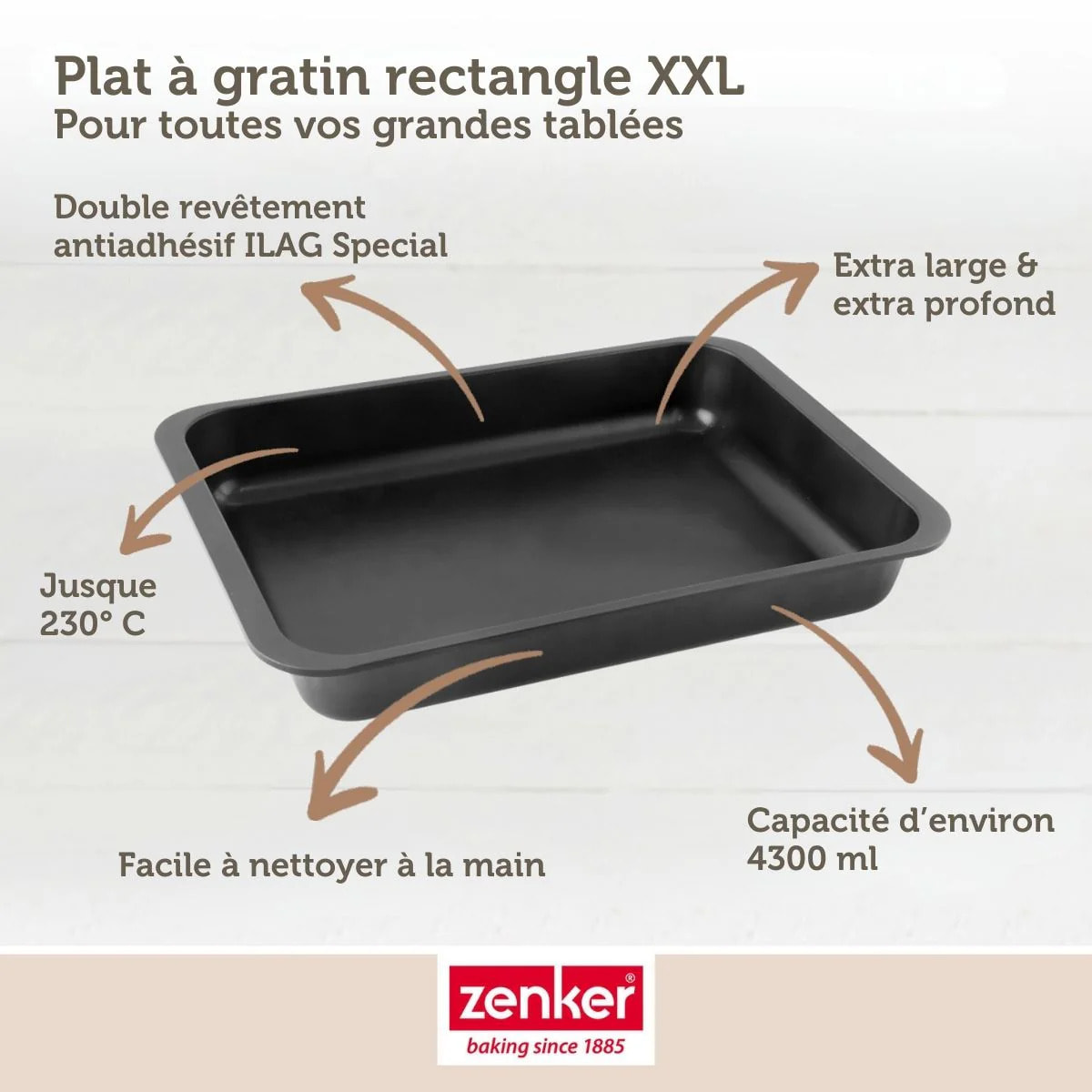 Plat à four XXL 40 x 29 x 6 cm Zenker Special Cooking