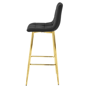 Set di 2 sgabelli da bar Arceto in velluto nero e oro