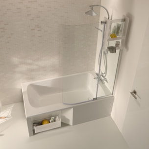Baignoire bain douche Malice + tablier + pare bain + étagère