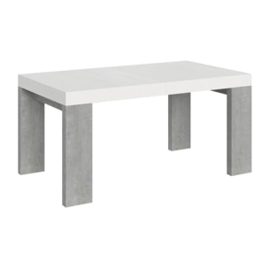 Mesa extensible 90x160/264 cm Roxell Mix tapa Fresno Blanco patas Cemento