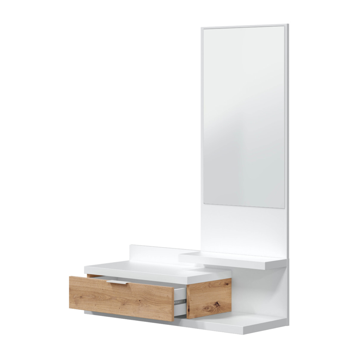 Mueble Recibidor Lia Cajón Y Espejo 116x81x29 Cm Roble Nodi Y Blanco Artik