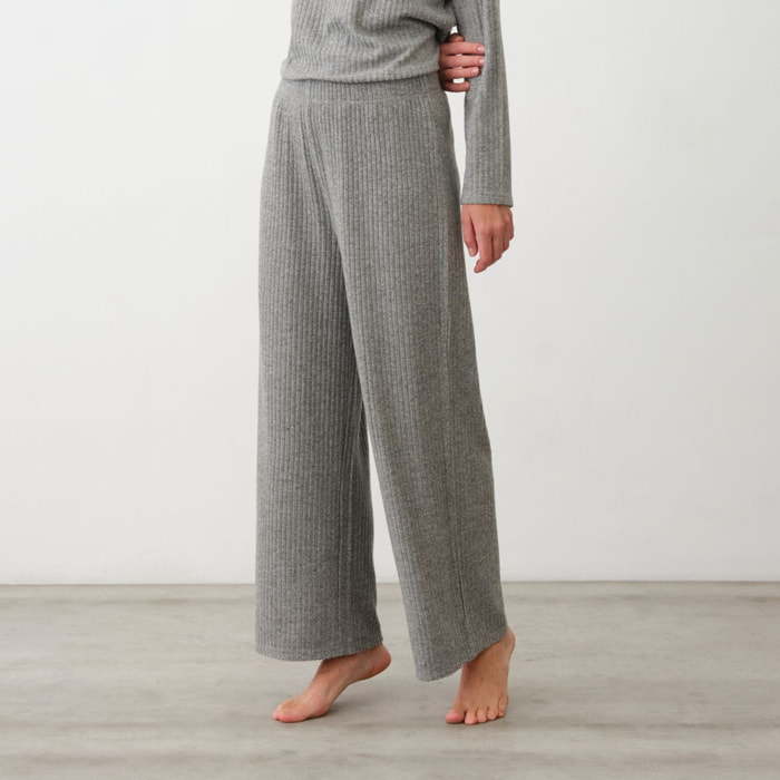 Pantalón punto canalé Sisa color gris Poliéster