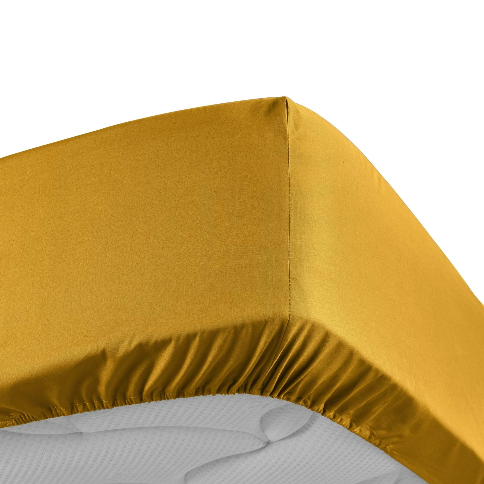 Drap Housse Uni 100% Percale de Coton ORIGINE - Jaune Curry