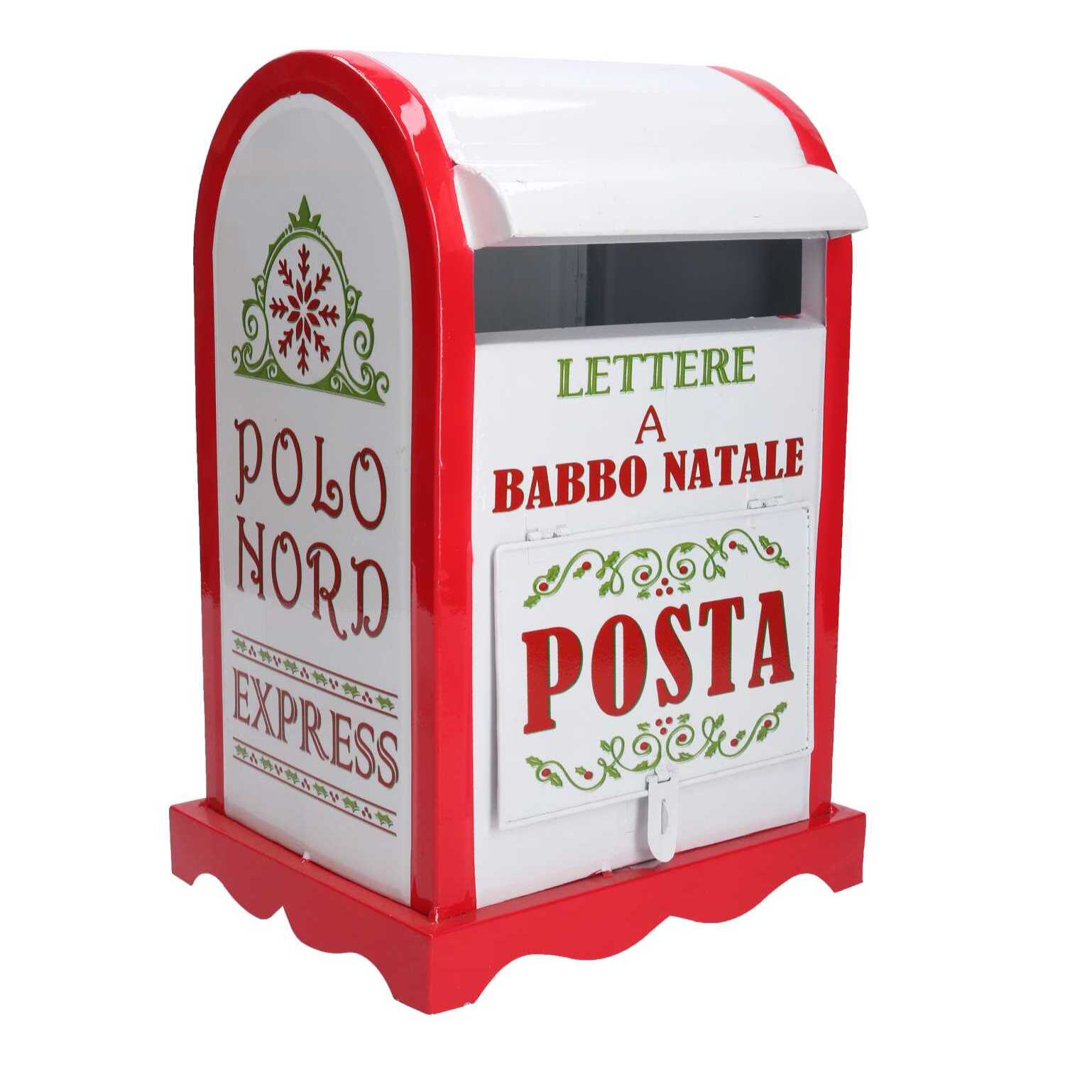 Cassetta posta in metallo rosso bianco cm20x22,5h33