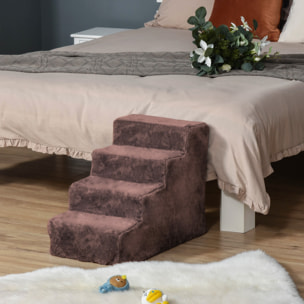 Escalier pour chien 4 marches revêtement flanelle grande douceur marron