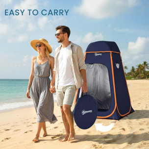 Tente de douche camping pop up toit amovible polyester bleu foncé