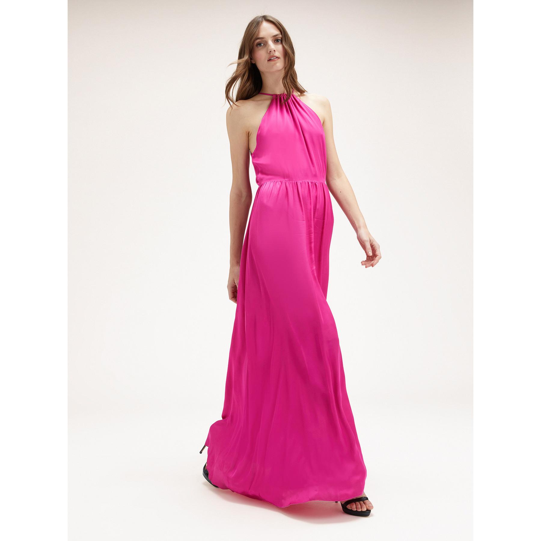 Motivi - Vestido halter de raso - Fuchsia