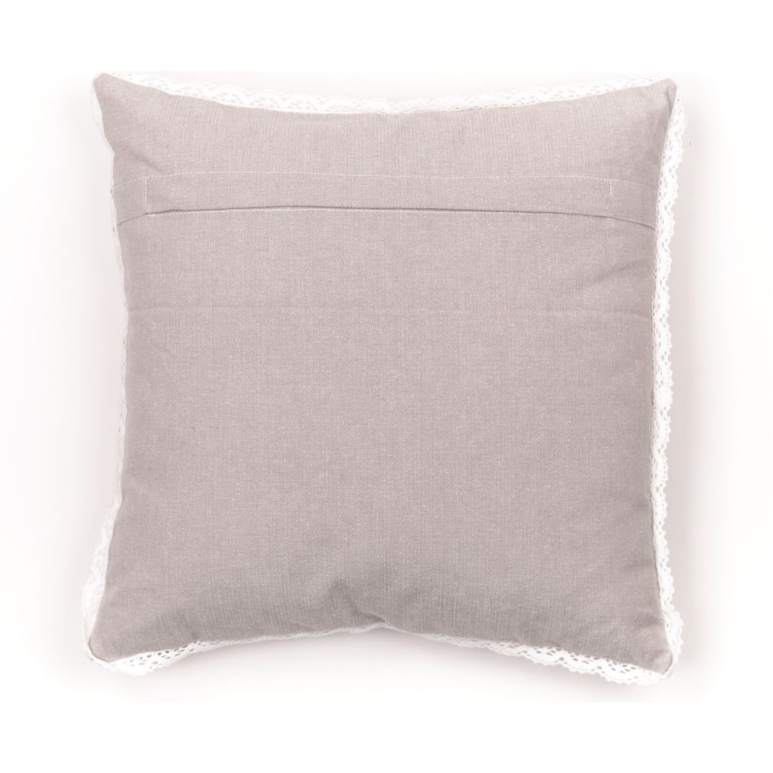 Coussin déhoussable avec dentelle coton uni CHARME beige