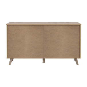 Commode 6 tiroirs effet bois chêne naturel et blanc mat - WANDA