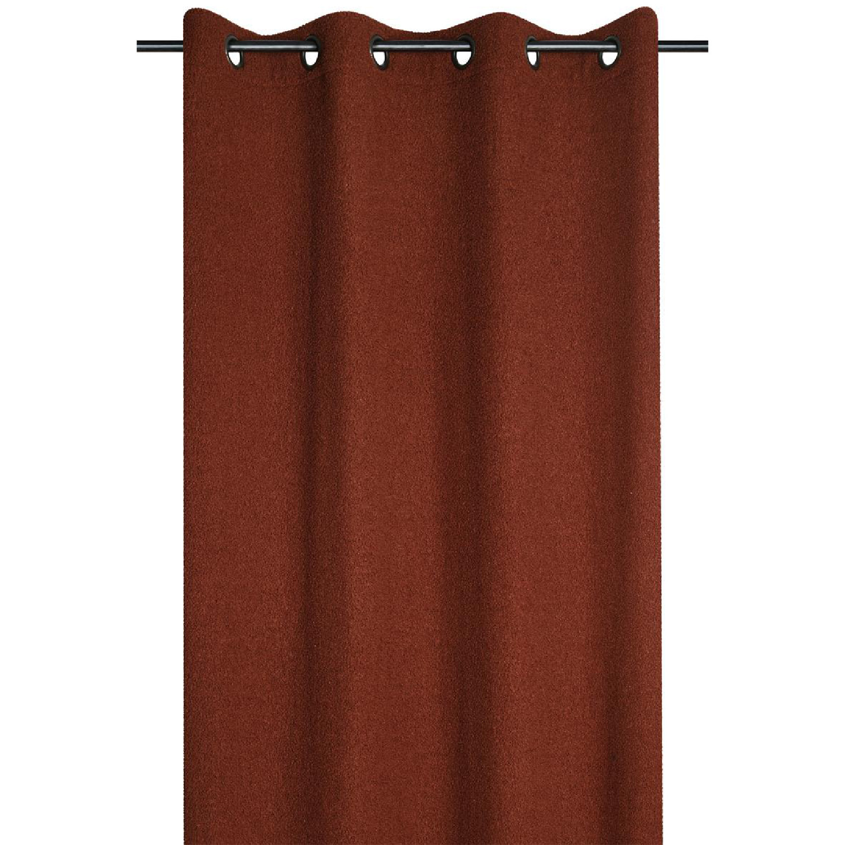 Rideau à oeillets doux  - Effet bouclette - Brique