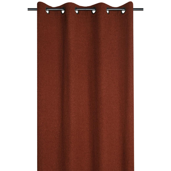 Rideau à oeillets doux  - Effet bouclette - Brique