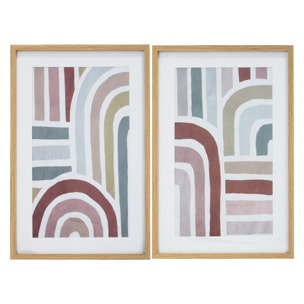 2 láminas impresas enmarcadas Kaos multicolor 60x40x3 cm